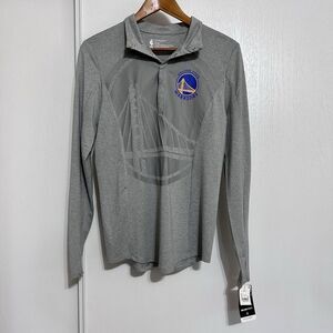 NBA Golden State Warriors Men 1/4 Snap Button Long Sleeve Fitted Shirt Sz Small